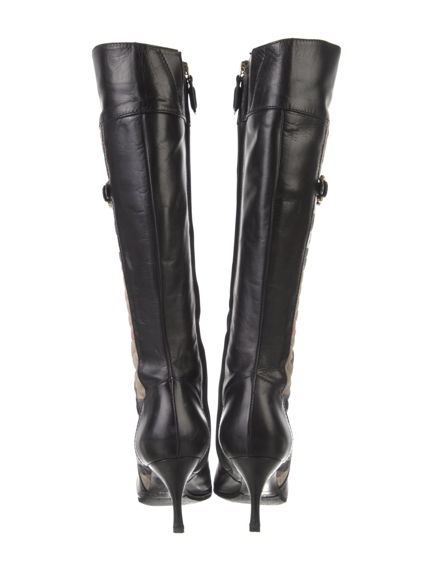 Burberry Nova Check Pattern Leather Boots